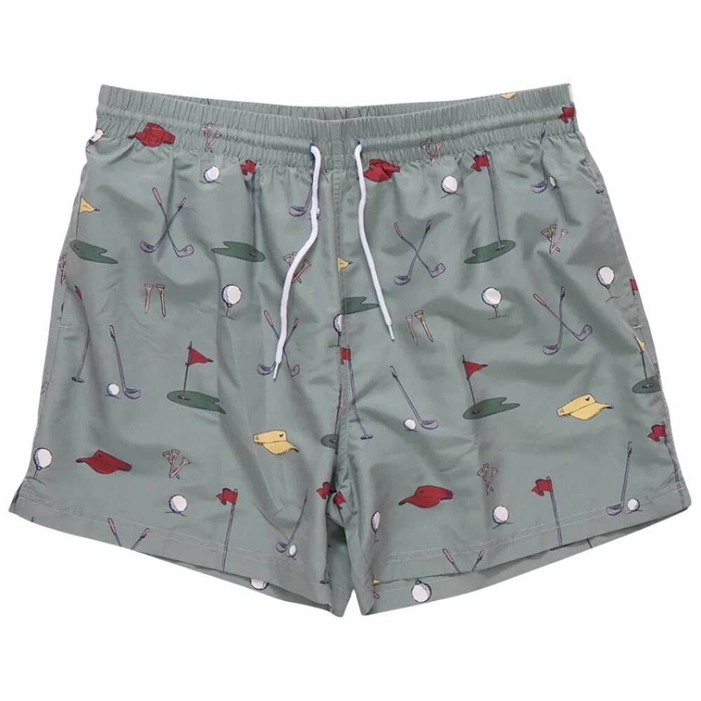 NEW PINK CHICKEN men's tournament swim trunk in green golf